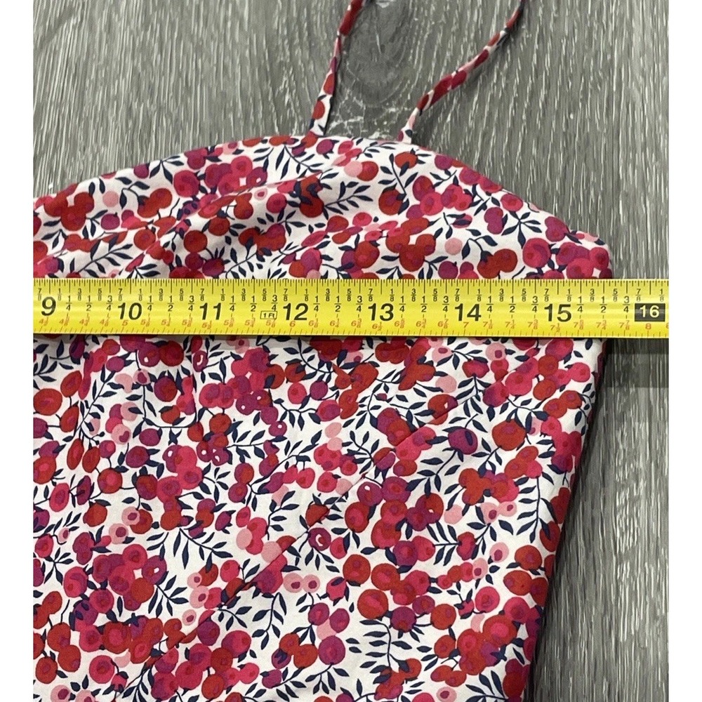 J Crew Liberty Fabric Cotton Ruffle-Hem Midi Red/White Dress Art Floral Womens 0 - Picture 8 of 9